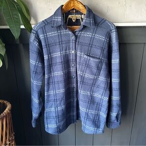 Christopher and Banks Women's Blue Vintage Plaid‎ Knit Button Up sz M